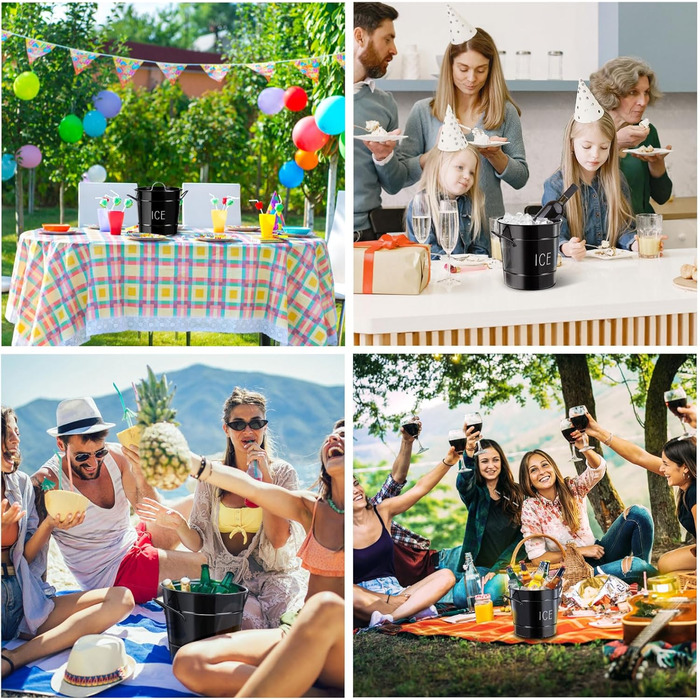 Відро для льоду tchrules з кришкою та щипцями для льоду, відро з подвійною ізоляцією з нержавіючої сталі, аксесуар для бару Мімоза