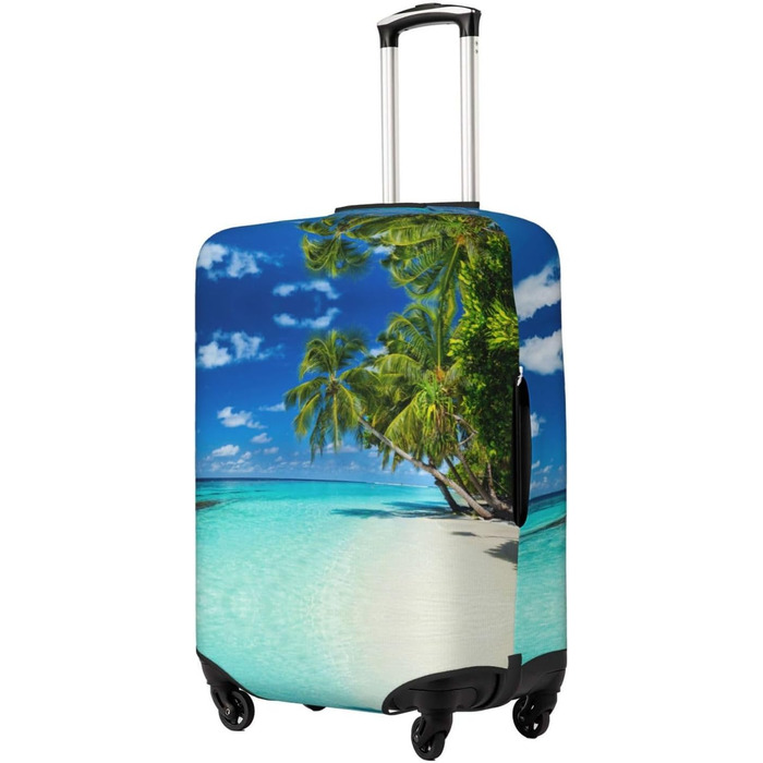 Чохол для валізи з романтичним пляжним принтом, еластичний захист від подряпин та пилу, чорний, розмір 90
