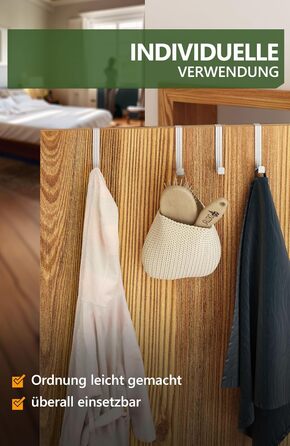 Дверні гачки 4smile - набір з 10 шт. , нержавіюча сталь - Дверні гачки для підвішування, універсальні, дверна вішалка для підвішув