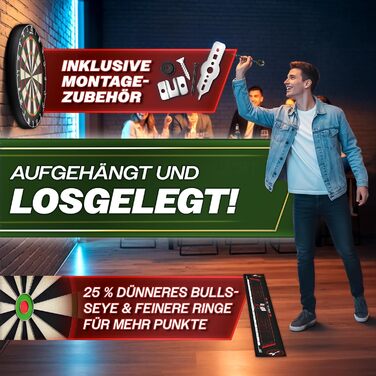 Набір сизалевих дротиків преміум-класу XXL з 9 професійними дротиками 24 професійними стрілками аксесуарами Сталева мішень для дротиків, включаючи монтажний комплект Сталева мішень для дротиків з металевими наконечниками та стартовою лінією