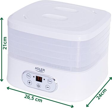 Дегідратор для їжі ADLER AD 6658, 550 Вт, дегідратор, дегідратор, білий