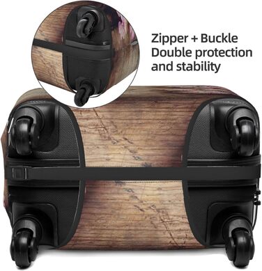 Чохол для валізи Квітучий пірїнок з принтом на деревяній текстурі, еластичний захист від подряпин та пилу, чорний, розмір 85 см