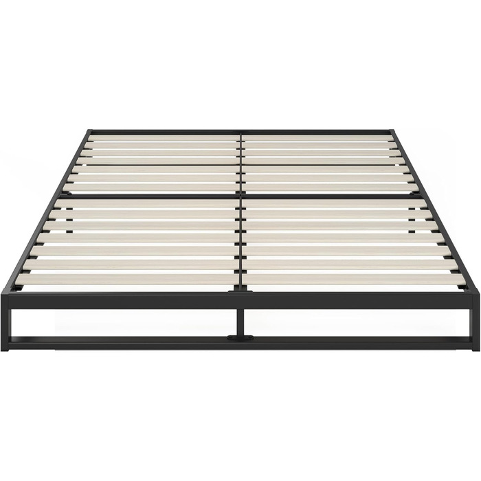 Ліжко Zinus Trisha каркас 140x200 см - 15 см низький профіль - металеве ліжко 140x200 з дерев&39яною рейковою основою - екологічно чиста упаковка та легке складання - чорний 140 x 200 см мінімалістичний