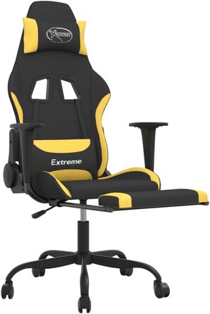 Геймерське крісло з підставкою для ніг, чорно-жовта тканина, регульована спинка та висота, функція повороту на 360 градусів, повітропроникний чохол, міцний металевий каркас, ергономічний дизайн, 36 x 45 см (Ш x Г), чорно-жовтий