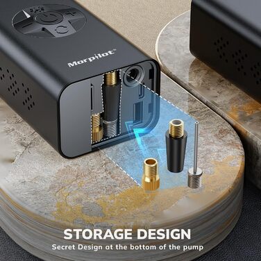 Електричний повітряний насос Morpilot, міні портативний компресор 7800mAh, велосипедний насос електричний з цифровим дисплеєм і ав