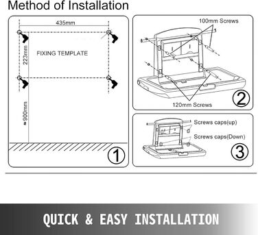 Складаний пеленальний столик/станція для сповивання немовлят VEVOR 85 x 57 x 47 см, HDPE, для бізнесу та приватного використання