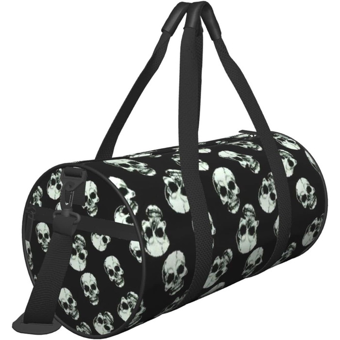 Дорожня сумка Happy Dolphin Runde великої місткості, легка та міцна, ідеальний подарунок для подорожей, відпустки, ділових поїздок та іншого, Чорний череп, універсальний розмір