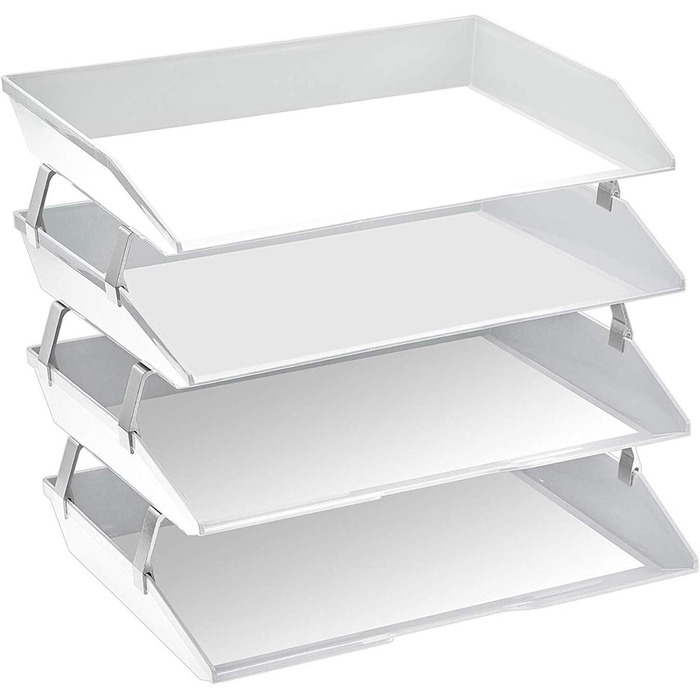 Ярусний лоток для листів Acrimet Facility з бічним висуванням, лоток для листів A4, настільний органайзер для файлів, пластик (білий), 4-