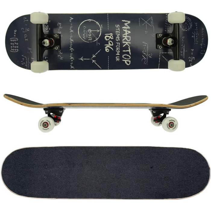 Скейтборд FunTomia з кульковими підшипниками ABEC-9, твердістю коліс 100A, 7-шаровим канадським кленом, kicktail дека - повний комплект для трюків і стріт-катання