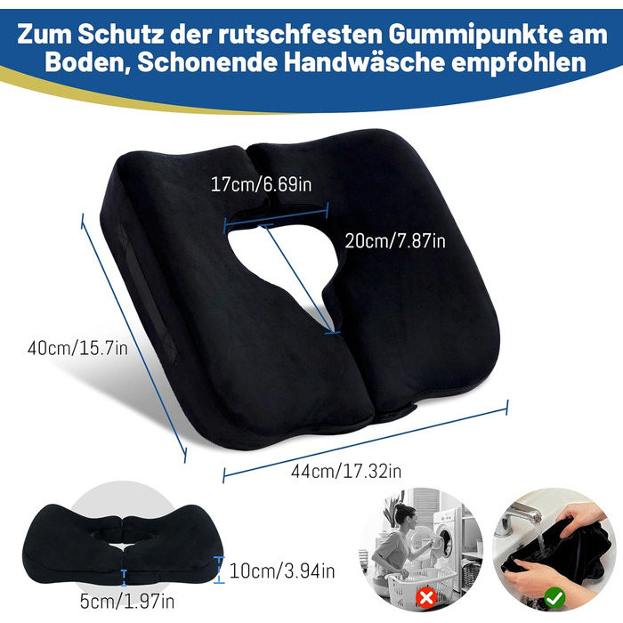 Протипролежнева подушка з чохлом, який можна прати, протипролежнева подушка сидіння для інвалідних візків, подушка сидіння для зняття тиску на куприк, для тривалого постільного режиму, тривалого сидіння, для людей похилого віку, вагітних жінок