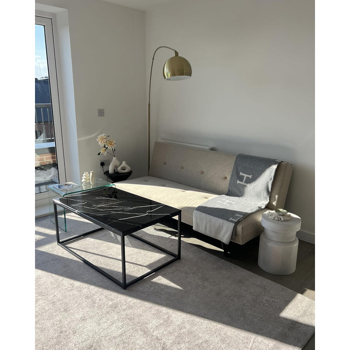 Журнальний столик Beliani, скло, прозорий, C-подібна форма, 40x61 см, сучасний, простий, Lourdes