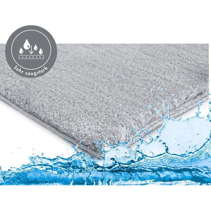 М&39який килимок для ванної кімнати andiamo Arezzo - нековзний килимок для ванної, можна прати в пральній машині та він довговічний, абсорбуючий килимок для ванної та душу, 80 x 80 см, сірий 80 x 80 см (квадратний) сірий