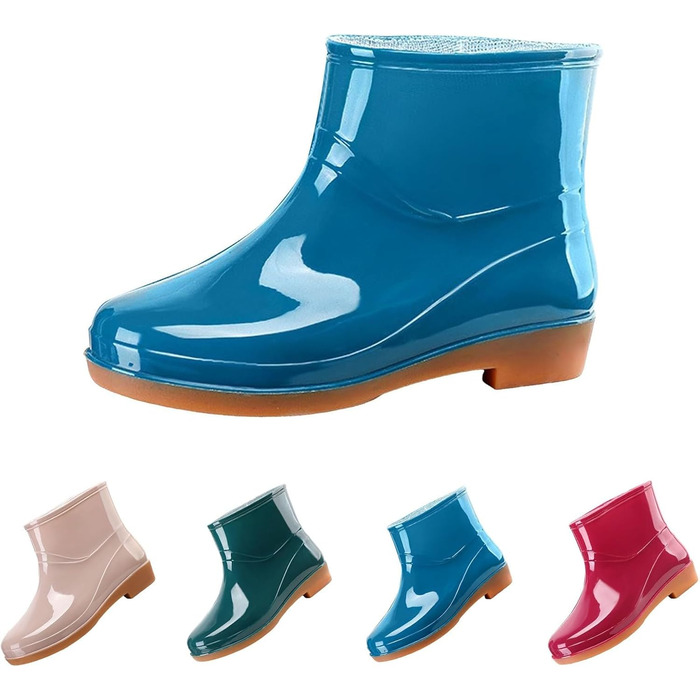 Універсальне нековзне дощове взуття для роботи, дощовики для чоловіків та жінок, нековзні платформи на відкритому повітрі, водонепроникні чоботи до щиколотки, широкі чоботи-ковзанки, короткі чоботи, садові, 36 EU, синього кольору