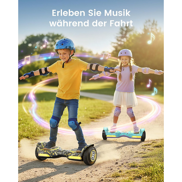 Гіроскутер Gyroor G13 для дітей 6,5&39 6-12 років та дорослих, позашляховий гіроскутер, 2 двигуни по 250 Вт, 7,75 миль/год, шини для будь-якої місцевості, самобалансуючий самокат, нахил 15, музичний плеєр, світлодіодні фари, UL2272 чорний