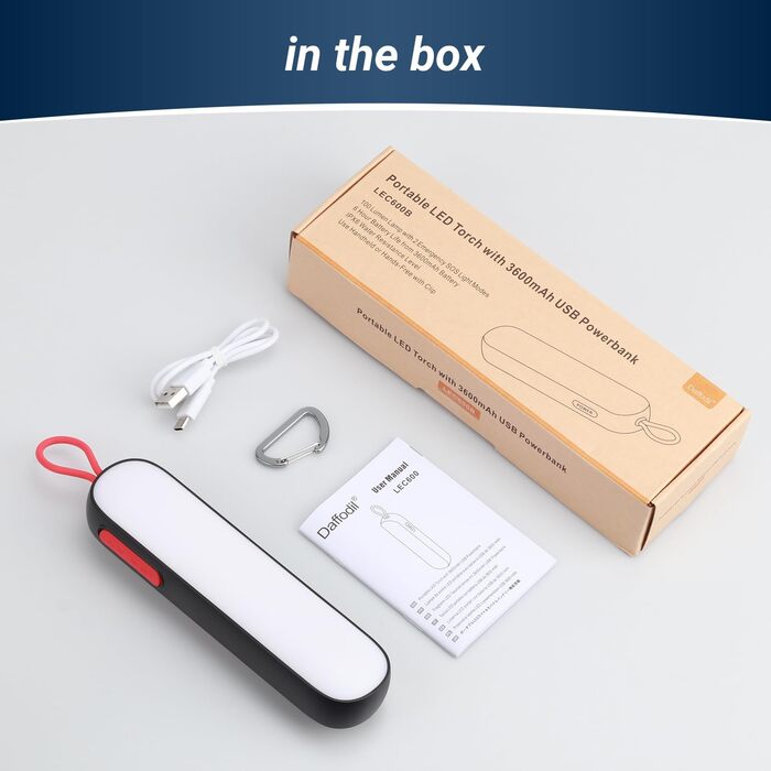 Акумуляторний кемпінговий ліхтарик Daffodil LEC600 для використання на відкритому повітрі - портативний світлодіодний ліхтарик із зарядним пристроєм ємністю 3600 мАг, 3 режими світла ліхтарик із 42 світлодіодами, червоне світло/аварійне світло, клас захис