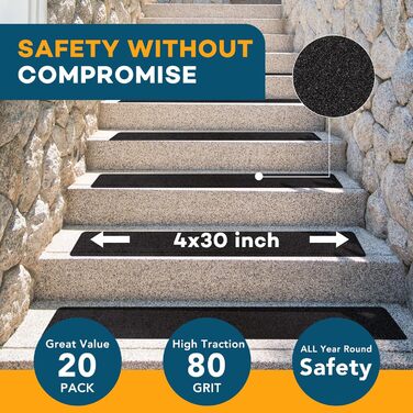 См, попередньо нарізана, зернистість 80, міцний клей, нековзка, самоклеюча стрічка для сходів, терас, сходинок 1 4 дюйма * 30 дюймів, 20 шт., 10,2