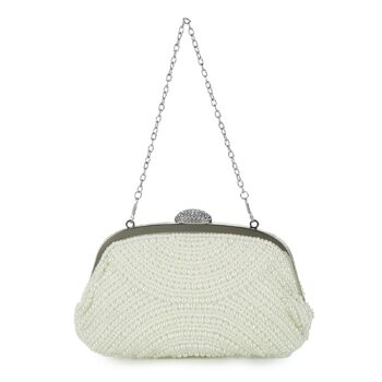 Елегантне клатч-вестикування Kunstperlen для жінок, вечірня сумочка для нареченої з ланцюжком на плече для весілля, випускного та вечірки, бежевий колір