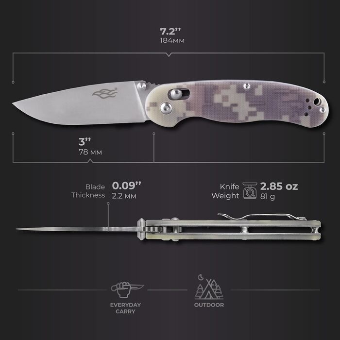 Складаний кишеньковий ніж Firebird GANZO FB727S-CA G10 з кліпсою з нержавіючої сталі 440C клинок Полювання Риболовля Відкритий EDC