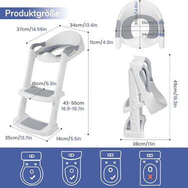 Дитяче сидіння для унітазу DEANIC зі сходами, горщик із драбинкою та ПУ, сидіння для унітазу для дітей від 1 до 7 років, сидіння д