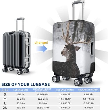 Чохол для валізи Засніжений Олень, еластичний захист від подряпин та пилу, чорний, розмір 90