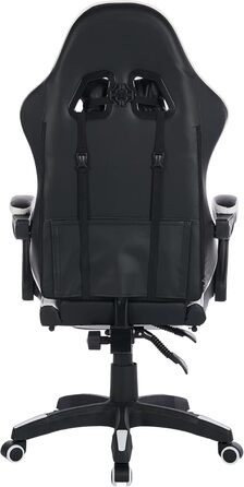 Ергономічне ігрове крісло з поворотом на 360 у гоночному дизайні, шкіряне офісне крісло з високою спинкою та регульованою висотою, з підставкою для ніг, підголівником та поперековою опорою для офісу та ігор (білий чорний)