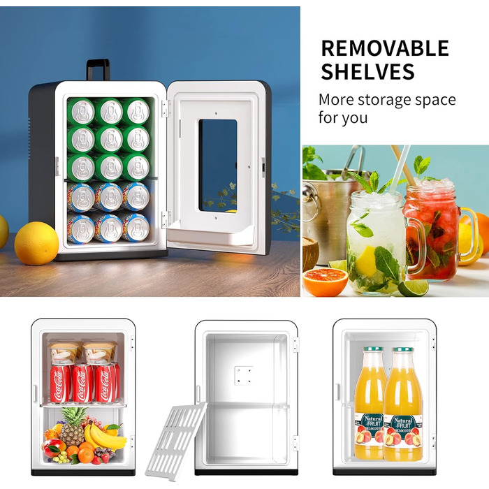 Міні-холодильник Cumeod 15 л / 21 банка, маленький холодильник 2 в 1 з функцією охолодження та нагрівання, 12 В постійного струму