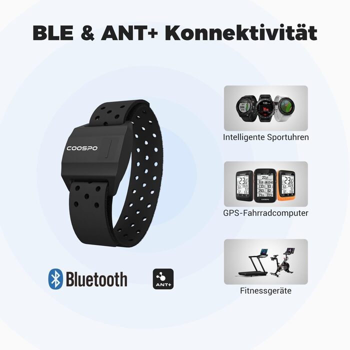 Пульсометр COOSPO, браслет, оптичний датчик серцевого ритму, Bluetooth 4.0, ANT, сумісний з iFit, Polar, Strava, Wahoo, Garmin, Peloton, чорний