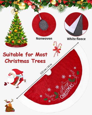 Спідниця для ялинки із візерунком сніжинок та написом "Веселого Різдва" 122 см SOBEAU