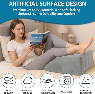 Надувна подушка для ніг Підніміть ноги для кращого кровообігу, портативна надувна подушка для ніг, маска для сну, що блокує світло, для офісу та дому (сіра)