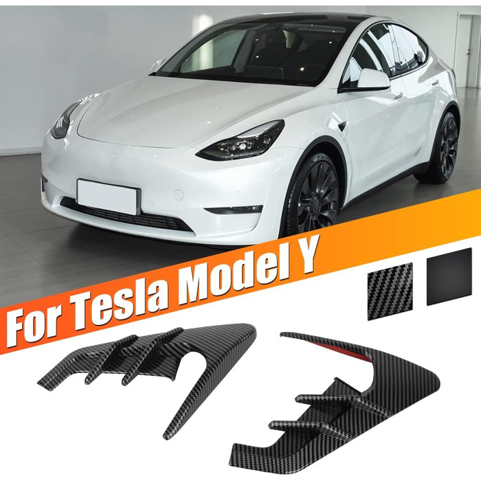 Пара бічних чохлів для Tesla Model Y, автомобільний спойлер, кришка для декору автомобільної бічної камери, ABS пластик (чорний матовий), 1