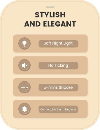 ВищеГодинник будильник аналоговий без цокання, будильник дерев'яний з дрімотою, тумбочка-годинник з нічником, ретро-будильник аналоговий на батарейках (потрібна батарея 1*AA - натуральне дерево світло-коричневого кольору (круглий, коричневий)