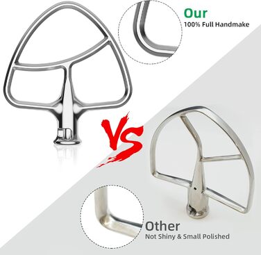 Плоска мішалка GVODE з нержавіючої сталі для кухонних комбайнів KitchenAid з нахиленою головкою двигуна, запасні частини для міксерів KitchenAid на 4.5-5 літрів, можна мити в посудомийній машині