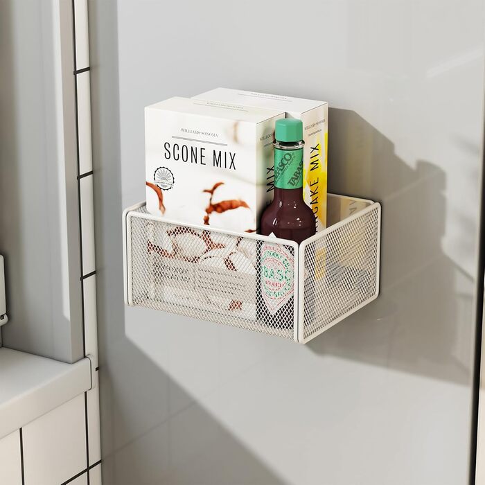 Магнітний кухонний органайзер, підставка для спецій, магнітна полиця для холодильника, тримач для кухонних рулонів, магнітне зберігання, компактний органайзер для банок зі спеціями, маленький, білий