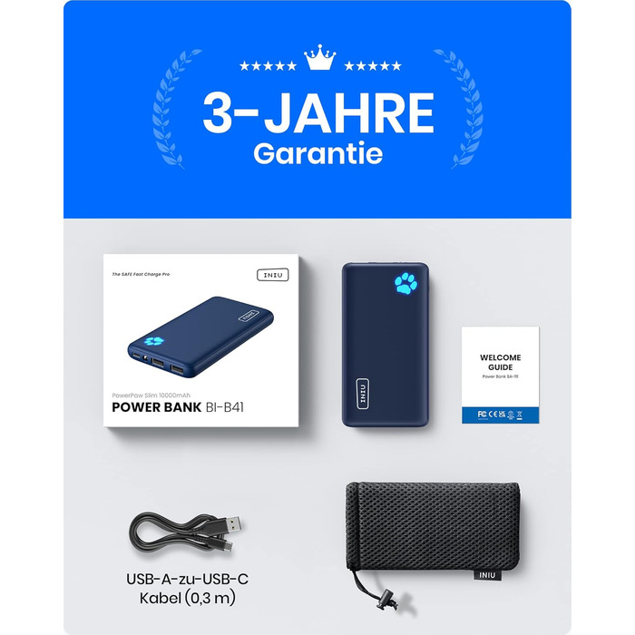 Найтонший і найлегший зовнішній акумулятор USB C 10000 мАг, ТРИ виходи 3A для мобільного телефону Power Bank з ліхтариком для iPho