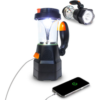 В1 LED ліхтар акумуляторний Аварійне радіо Power bank Зарядний пристрій для мобільного телефону Сирена SOS ідеально підходить для відключень електроенергії, відключень, кемпінгу та відпочинку, 4