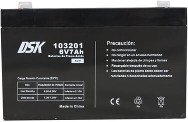 Герметичний перезаряджаний свинцево-кислотний акумулятор AGM 6 В ємністю 7 Агод. Ідеально підходить для автомобілів та електромотоциклів, дитячих скутерів, систем ДБЖ, систем безпеки та зв'язку, Одинарний, 103201