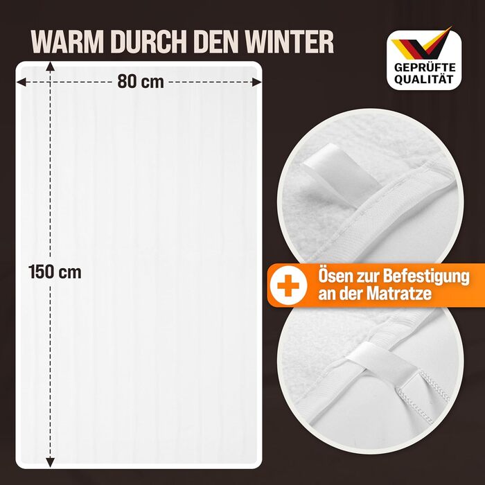 Підковдра Monzana з підігрівом 150x80 см, 3 режими нагріву, 60 Вт, біла, із захистом від перегріву, ковдра, яку можна прати в пральній машині