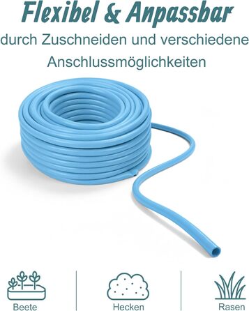 Шланг садовий Relaxdays, на вибір довжини, універсальний водопровідний шланг 1/2, стійкий до УФ-випромінювання та погодних умов, PP, світло-блакитний, 50 м