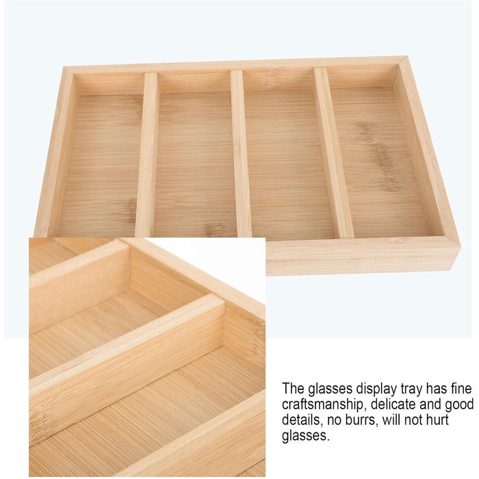 Підставка для окулярів Cabilock з кількома відділеннями, бамбукова підставка для окулярів, лоток для зберігання сонцезахисних окулярів, компактна та міцна, поліровані краї для захисту та презентації