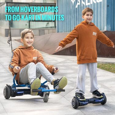 Гіроскутер EVERCROSS EV2 із сидінням – акумулятор 5,2 Аг, 15 км/год, музика через Bluetooth, 7-кольорове підсвічування педалей, вантажопідйомність 85 кг, з ховеркартом для дітей, підлітків та дорослих