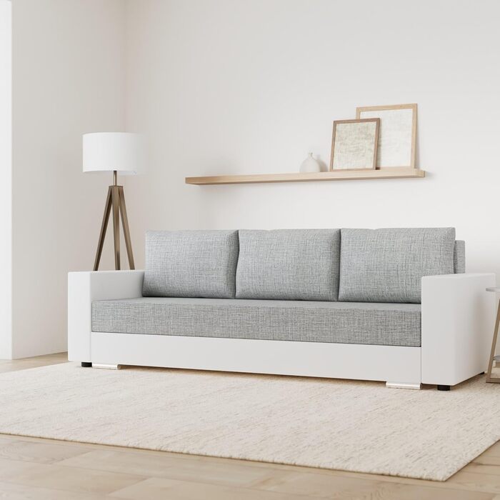 Диван-ліжко Bird - диван зі сном та відділенням для зберігання речей, розкладний диван, розкладний диван з хромованими ніжками, кушетка, комплект диванів, комплект диванів (Білий Сірий (Dolaro 511 Berlin 01))