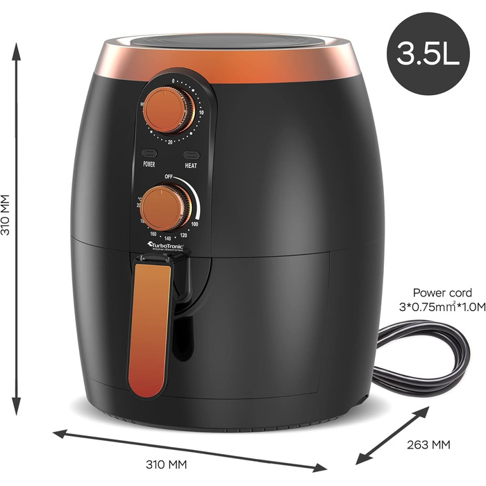 Аерофритюрниця / 3.5 л / чорний, зелений. бірюзовий / 1200 Вт / Мультипіч з таймером до 30 хвилин, без масла та жиру, 100-200C, cool touch, ретро-дизайн (чорний)