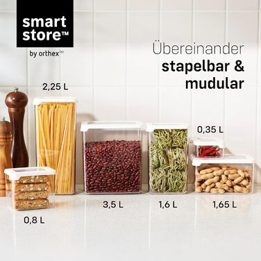 Набір контейнерів SmartStore 0.35л (10 шт.) Пластикові коробки для зберігання з кришками, без BPA, придатні для миття в посудомийній машині Штабельовані органайзери для кухні 12,5 x 9 x 5 см, 0,35 л / Набір з 10 шт. з кришками