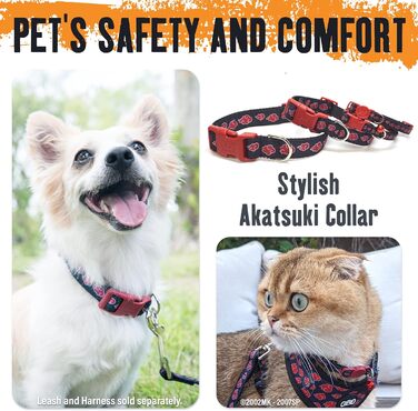 Нашийник для собак Наруто великого, середнього та маленького розмірів (включаючи для цуценят XS), натхненний мантією Акацукі, регульований нашийник для костюму Ітачі (великий розмір, 40-66 см)