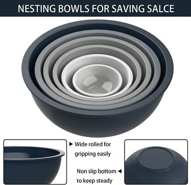 Набір мисок для змішування AIKKIL з 6 шт. , пластикова салатниця Nist з кришкою, миска з кришкою, містить 2 виделки та 4 мірні лож