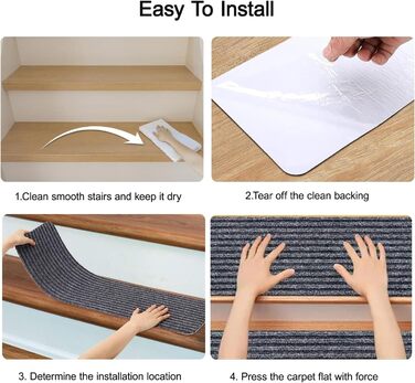 Сходинки, 15 шт. , протиковзкі килимки для сходів, самоклеючі килимки для сходів 76x20 см, для використання всередині приміщень, килимок для сходів, килимок для дітей, для літніх тварин (подвійні смужки), сірі подвійні смужки