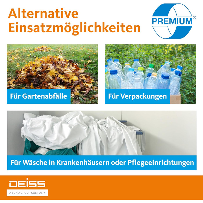 Прозорі сміттєві пакети DEISS PREMIUM, 70 мкм, 120 л, 120 літрів - 70 мкм, 19005, ука (25 шт.), одинарні