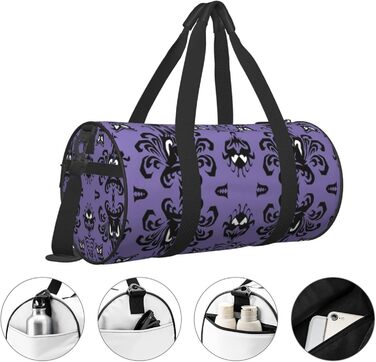 Спортивна сумка-дорожня Жахливий візерунок на фіолетовому тлі, унісекс, велика спортивна сумка, сумка для подорожей