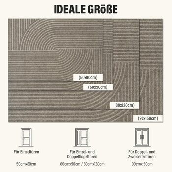 Килимок для вловлювання бруду FEOMOS для приміщень/зовнішнього використання 60x90 см, нековзний абсорбуючий килимок для дверей, який можна прати та міцний, для вхідних дверей, коридору, балкону, кухні - бежевий 60x90 см