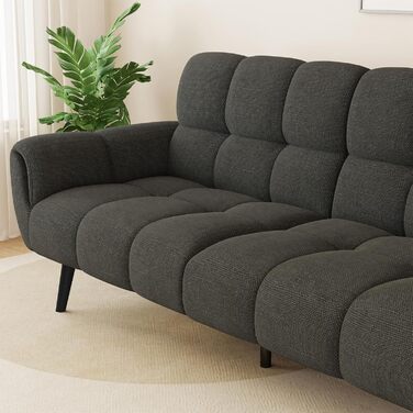 Диван з функцією сну, розкладний диван, 3-місний диван-ліжко, 155x85 см, зручний та підходить для вітальні, офісу, кімнати відпочинку, спальні (темно-сірий)